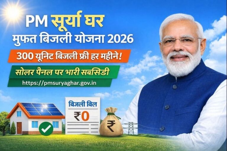 PM सूर्य घर मुफ्त बिजली योजना 2026: 300 यूनिट बिजली फ्री कैसे पाएं?